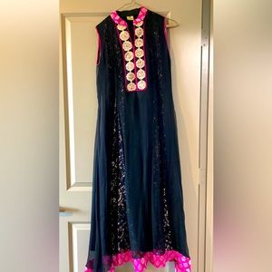 Black and hot pink Anarkali